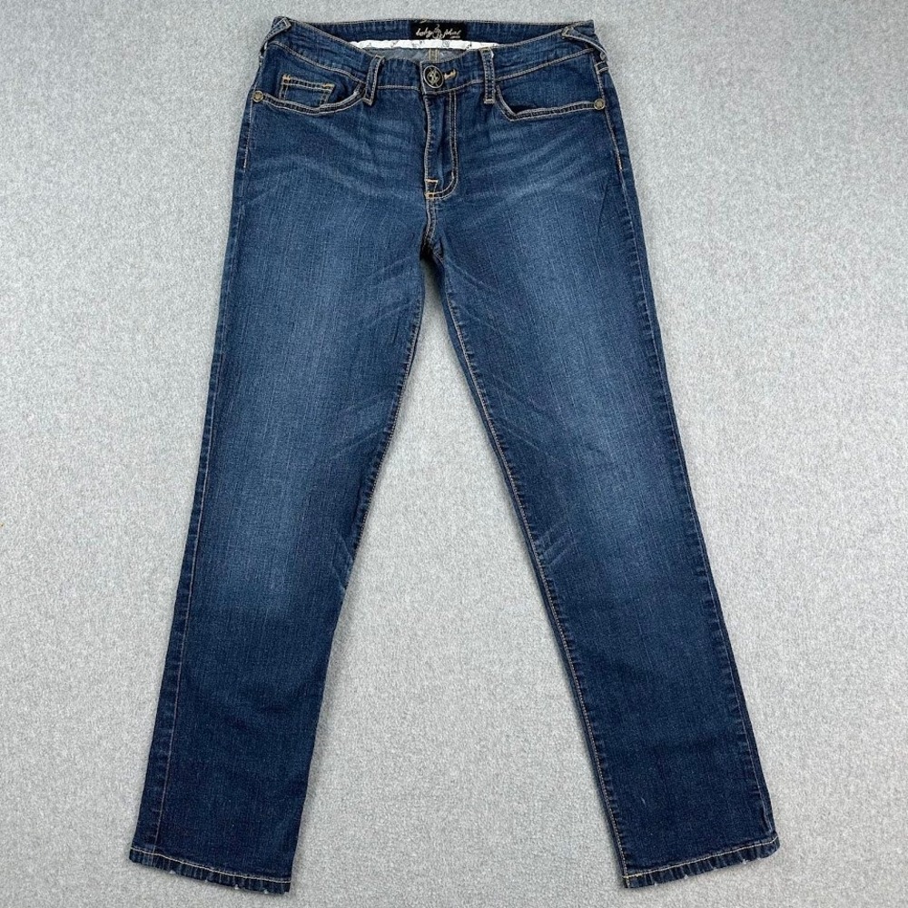 Baby Phat Womens 30x30 Blue Denim Jeans Straight Leg Rhinestone Cat Pocket